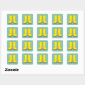 Gele rubberen regenlaarzen vierkante sticker (Vel)
