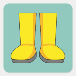 Gele rubberen regenlaarzen vierkante sticker