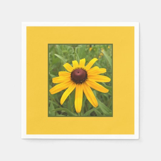 Gele rudbeckia-bloem, omgevormd servet (Voorkant)