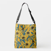 Gele Rudbekia op geel Crossbody Tas (Achterkant)