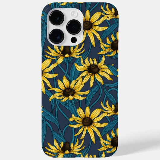 Gele Rudbekia op marine Case-Mate iPhone Case (Achterkant)