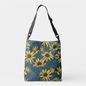 Gele Rudbekia op marine Crossbody Tas (Achterkant)