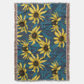 Gele Rudbekia op marine Deken (Voorkant Verticaal)