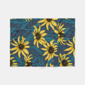 Gele Rudbekia op marine Fleece Deken (Voorkant (Horizontaal))
