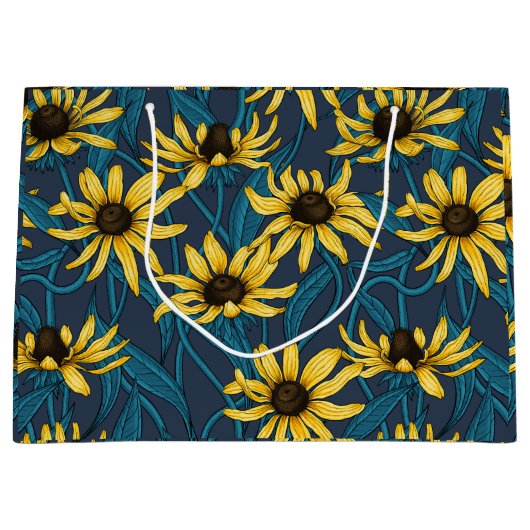 Gele Rudbekia op marine Groot Cadeauzakje (Voorkant)