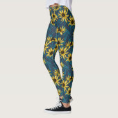 Gele Rudbekia op marine Leggings (Links)
