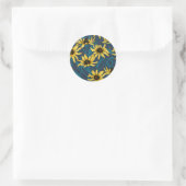 Gele Rudbekia op marine Ronde Sticker (Tas)