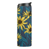 Gele Rudbekia op marine Thermosbeker (Gedraaid links)