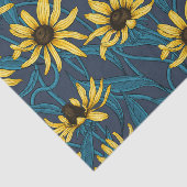 Gele Rudbekia op marine Tissuepapier (Detail)