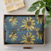 Gele Rudbekia op marine Tissuepapier (Geschenk)