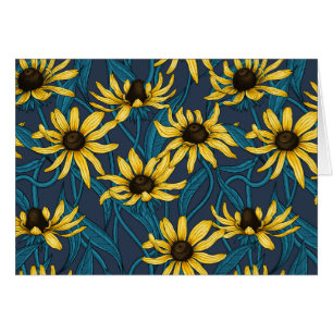 Gele Rudbekia op marineblauw