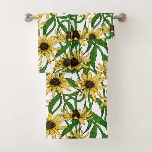 Gele Rudbekia op wit Bad Handdoek (Insitu)