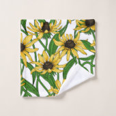Gele Rudbekia op wit Bad Handdoek (Wasdoekje)