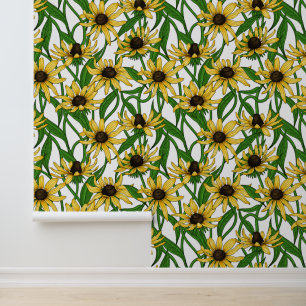 Gele Rudbekia op wit Behang