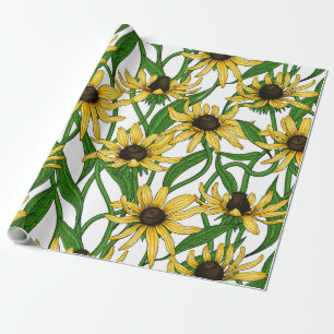 Gele Rudbekia op wit Cadeaupapier