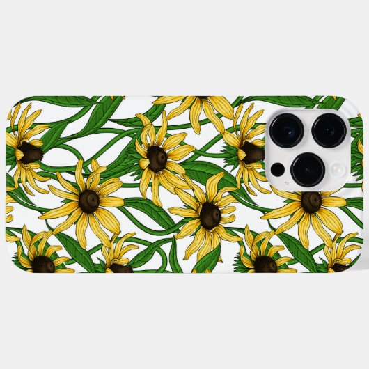 Gele Rudbekia op wit Case-Mate iPhone Case (Achterkant (horizontaal))