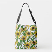 Gele Rudbekia op wit Crossbody Tas (Achterkant)