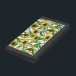 Gele Rudbekia op wit Drievoud Portemonnee<br><div class="desc">Handgeschilderd vectorpatroon met gele rudbekia bloemen</div>
