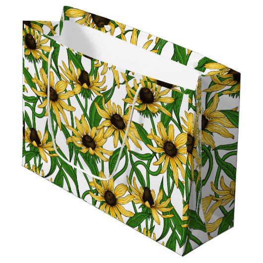 Gele Rudbekia op wit Groot Cadeauzakje (Voorkant Gekanteld)
