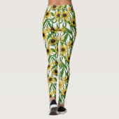 Gele Rudbekia op wit Leggings (Achterkant)