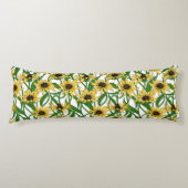 Gele Rudbekia op wit Lichaamskussen (Voorkant)