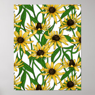 Gele Rudbekia op wit Poster