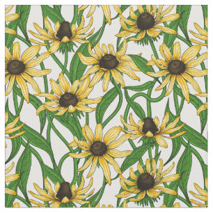 Gele Rudbekia op wit Stof