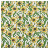 Gele Rudbekia op wit Stof (Swatch)