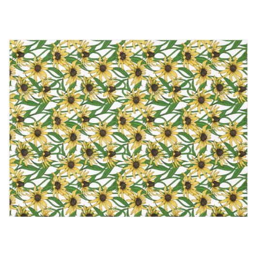 Gele Rudbekia op wit Tafelkleed (Voorkant (Horizontaal))