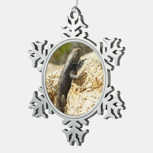 Gele ruggengraat bij Joshua Tree Tin Sneeuwvlok Ornament (Rechts)