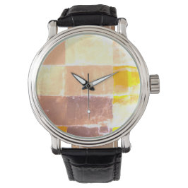 Gele ruit perzik horloge