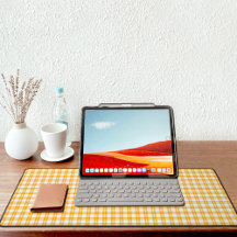 Gele ruitpatroon bureau mat