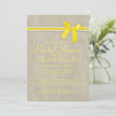 Gele Rustic Burlap Bridal Shower Invitations Kaart (Staand voorkant)