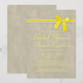 Gele Rustic Burlap Bridal Shower Invitations Kaart (Voorkant / Achterkant)