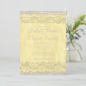 Gele Rustic Lace Bridal Shower Invitations Kaart (Staand voorkant)
