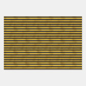 Gele rustieke Bumble Bee Stippen en strepen Inpakpapier Vel (Voorkant 3)