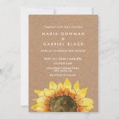 Gele Rustieke zonnebloem. Land bruiloft Kaart (Voorkant)