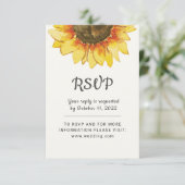 Gele Rustische zonnebloem. Wedding RSVP (Staand voorkant)