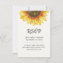 Gele Rustische zonnebloem. Wedding RSVP