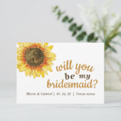 Gele Rustische zonnebloem. Zal je mijn bride zijn? Kaart (Staand voorkant)