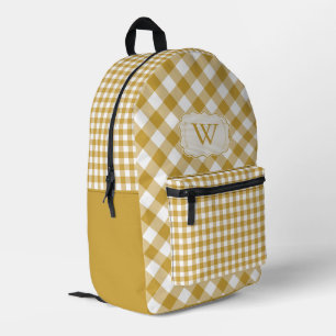 Gele Saffraan Mustard Gingham monogrammed Bedrukte Rugzak