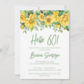 Gele Sage Groene Bloemen 60ste Verjaardagsfeest Kaart (Voorkant)
