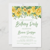 Gele Sage Groene Bloemen Verjaardagsfeest Kaart (Voorkant)