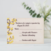 Gele Sakura Blossom RSVP-kaarten RSVP Kaartje (Staand voorkant)