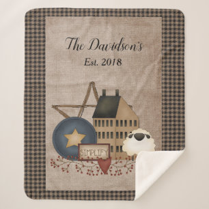 Gele Saltbox House - Vereenvoudig primitief land Sherpa Deken