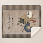 Gele Saltbox House - Vereenvoudig primitief land Sherpa Deken (Voorkant (horizontaal))