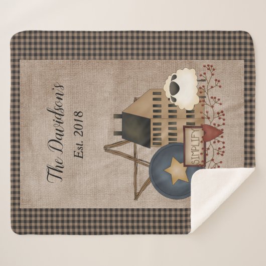 Gele Saltbox House - Vereenvoudig primitief land Sherpa Deken (Voorkant (horizontaal))