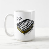Gele Sardine Art Tin Custom Monogram Naam Koffiemok (Links)