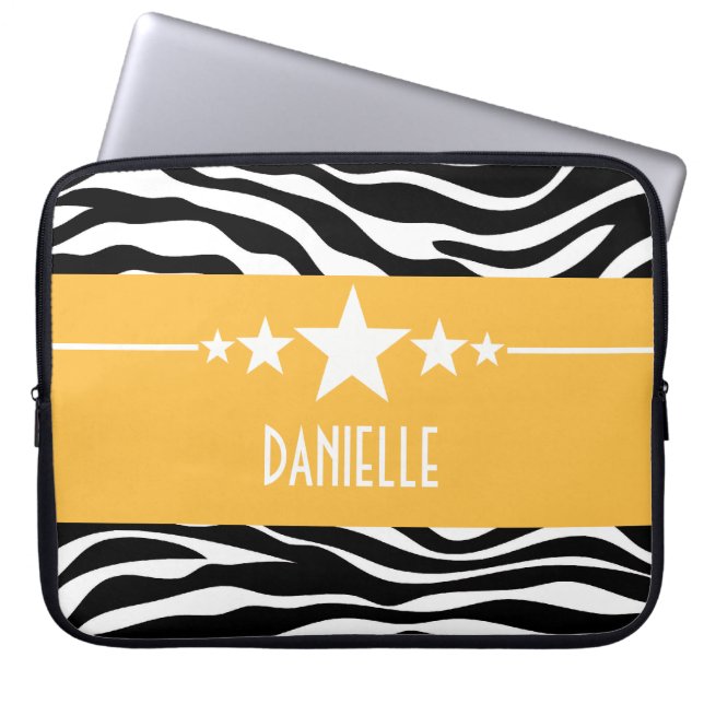 Gele Sassy Star-laptophoes Laptop Sleeve (Voorkant)