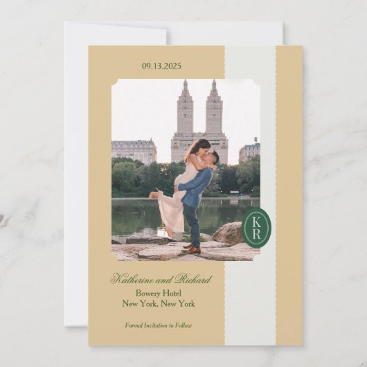 Gele Save The Date met Schulp Rand Kaart (Achterkant)
